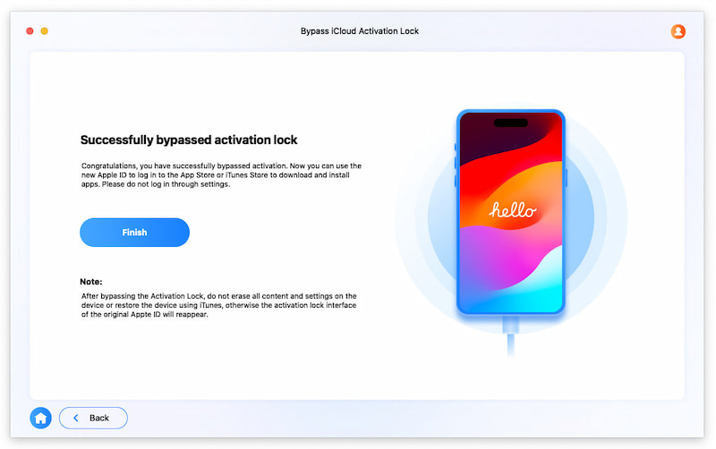 Finish Bypass Activation Lock