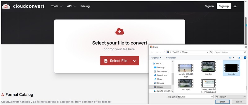Add MKV File in CloudConvert