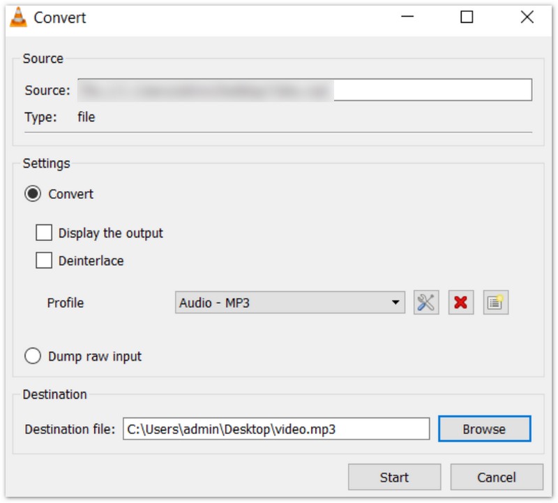 Choose MP3 in VLC