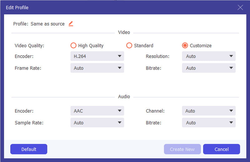 Aiseesoft Video Converter Ultimate Format Custom Profile