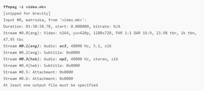 FFmpeg Inndatanavn Utdatanavn