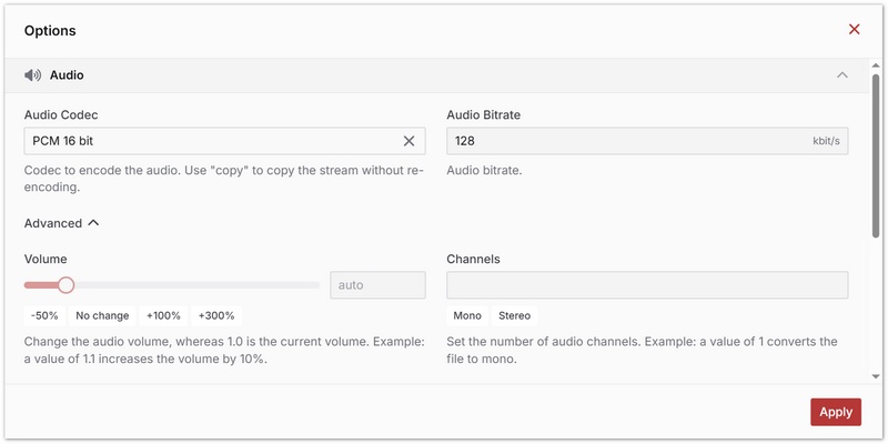 Output Audio Settings