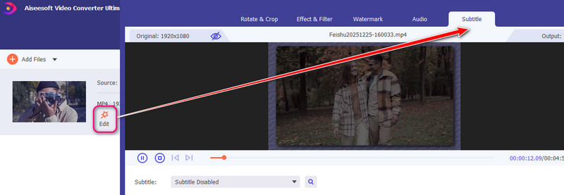 Video Converter Ultimate Edit Subtitle