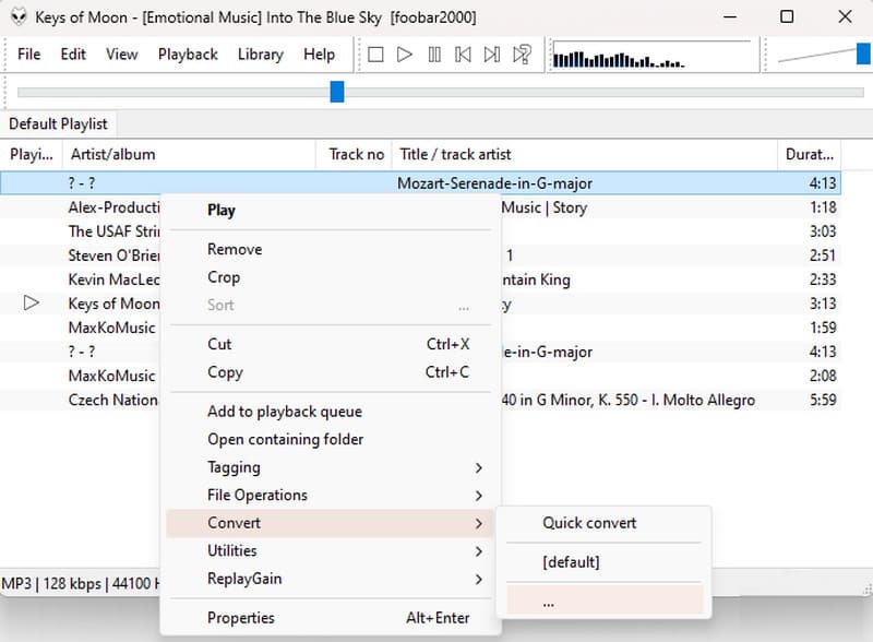 Foobar2000 Upload bestand converteren