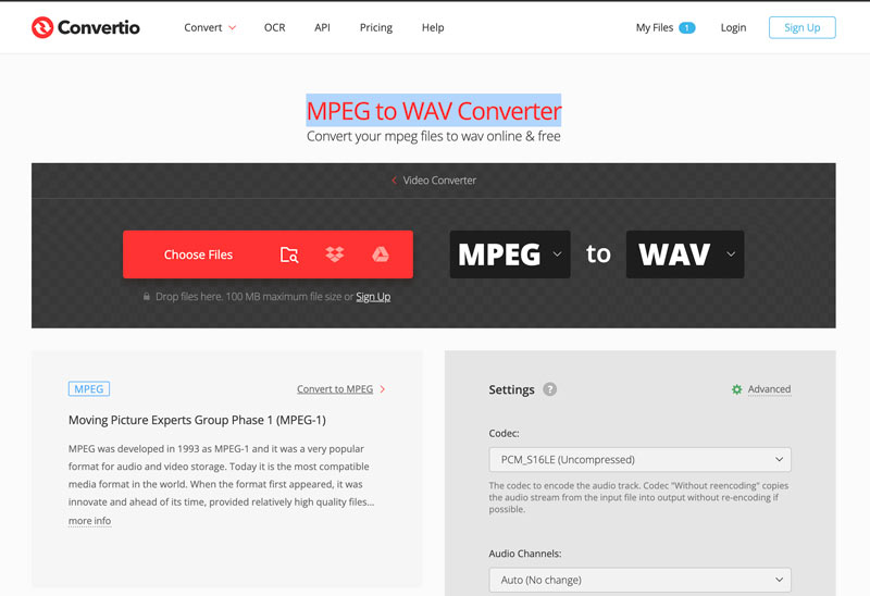 Konwersja MPEG do WAV Converter