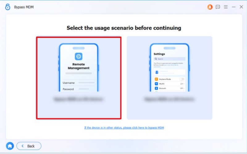 Select Remove Management Scenario