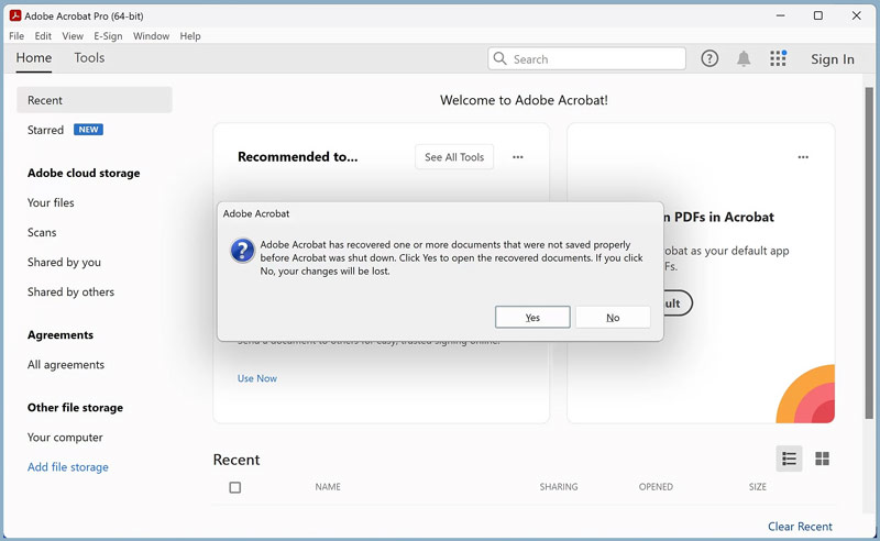 Adobe Acrobat Pro Recover Unsaved Documents