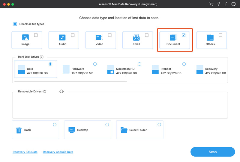 Only Select Document to Scan