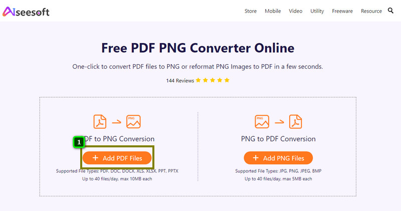 Legg til PDF for å konvertere PNG