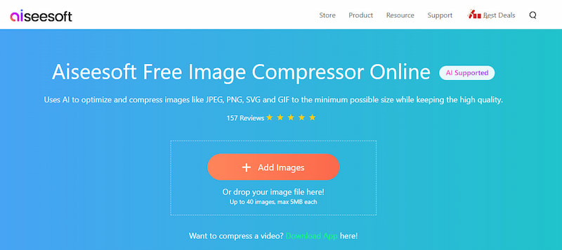 Aiseesoft Free Image Compressor Online Homepage