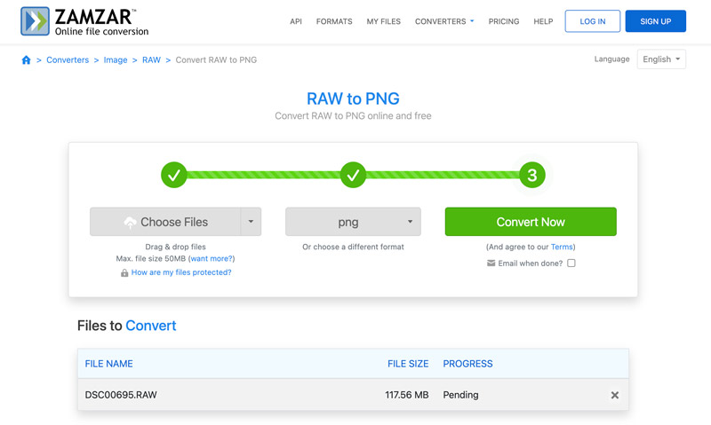 Convert RAW to PNG Online Zamzar