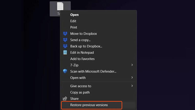 Restore Previous Versions of Notepad File
