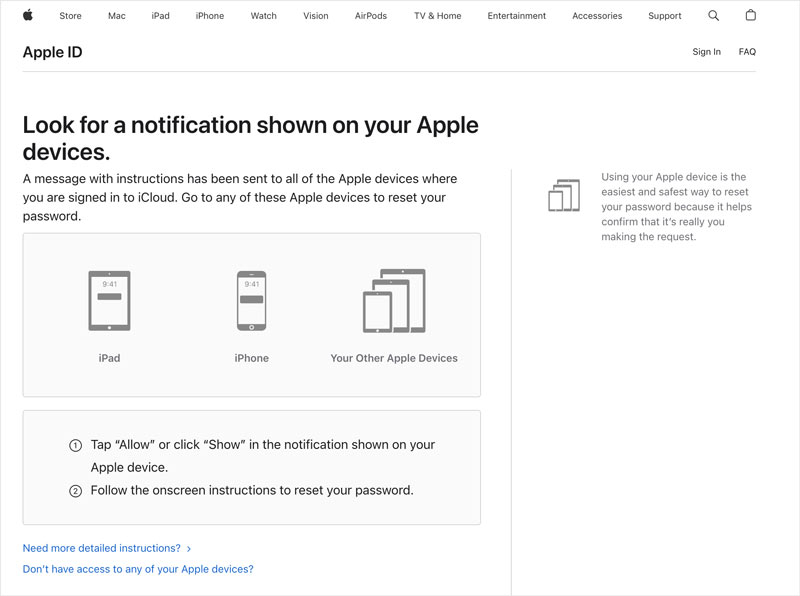 Notifica Apple Reimposta la password dell'ID Apple