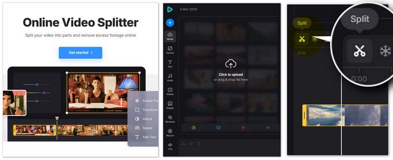 Split Video in Clideo