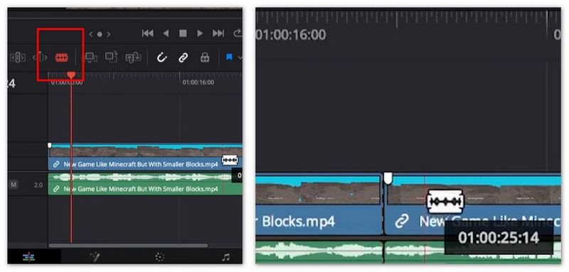 Split Video Into Two Using Blade Tool