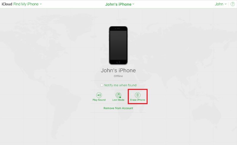iCloud Slett iPhone Lås opp iPhone uten passord
