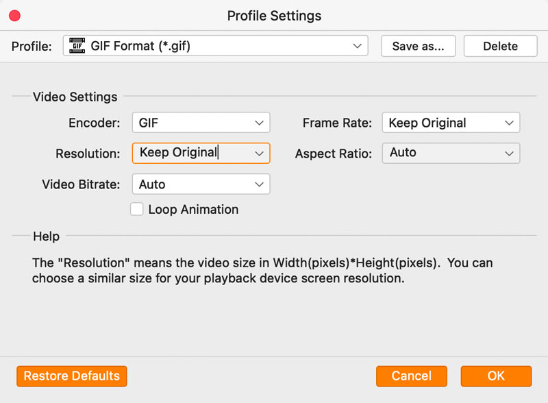 Adjust Output GIF Settings