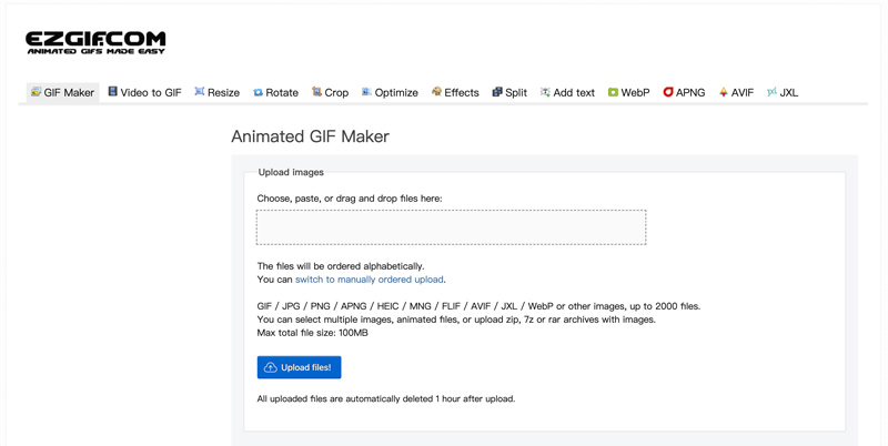 Онлайн-конструктор анимированных GIF-файлов Ezgif
