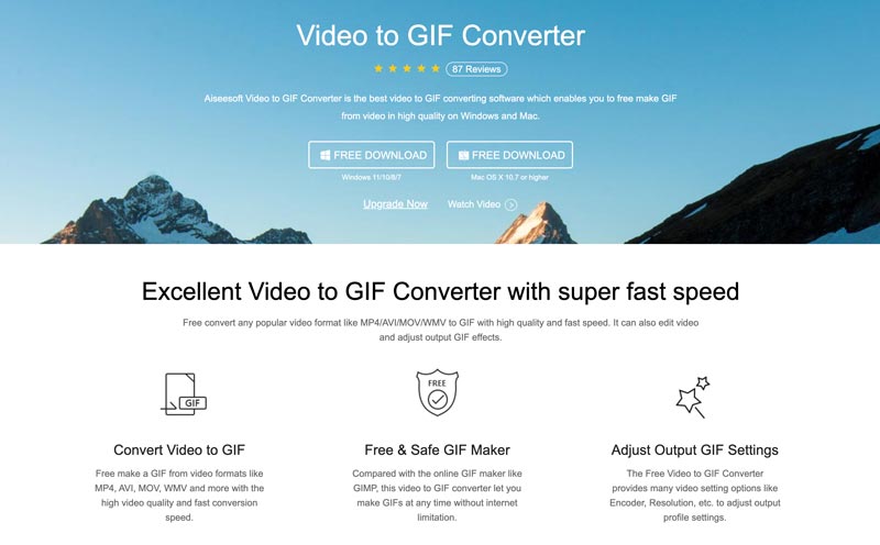 무료 비디오를 GIF 메이커로 변환 Aiseesoft