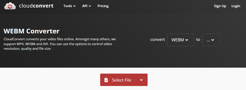 Cloud Convert WebM to PNG