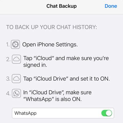 Ota WhatsApp-varmuuskopiointi käyttöön