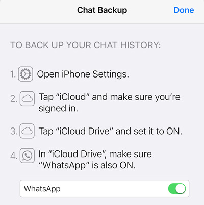 Abilita il backup di WhatsApp