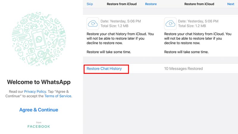 Obnovte WhatsApp z iCloud na iPhone