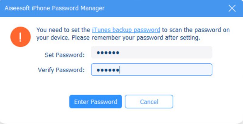 Create Backup Password