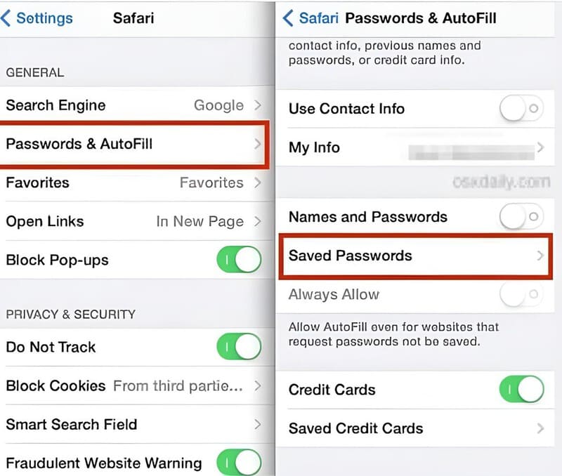 Select Passwords And Autofill
