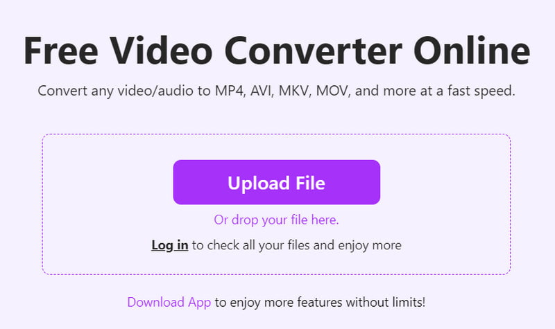 Aiseesoft Free Video Converter Online Last opp fil