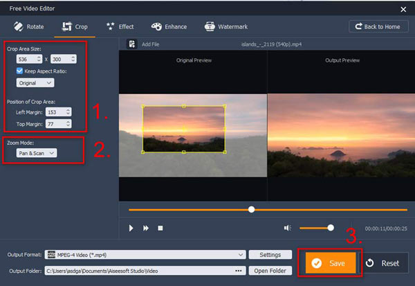 Inzoomen op video Gratis video-editor