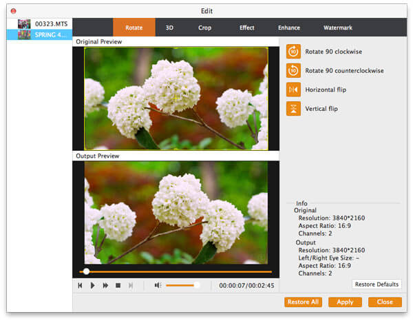 customize the video effect