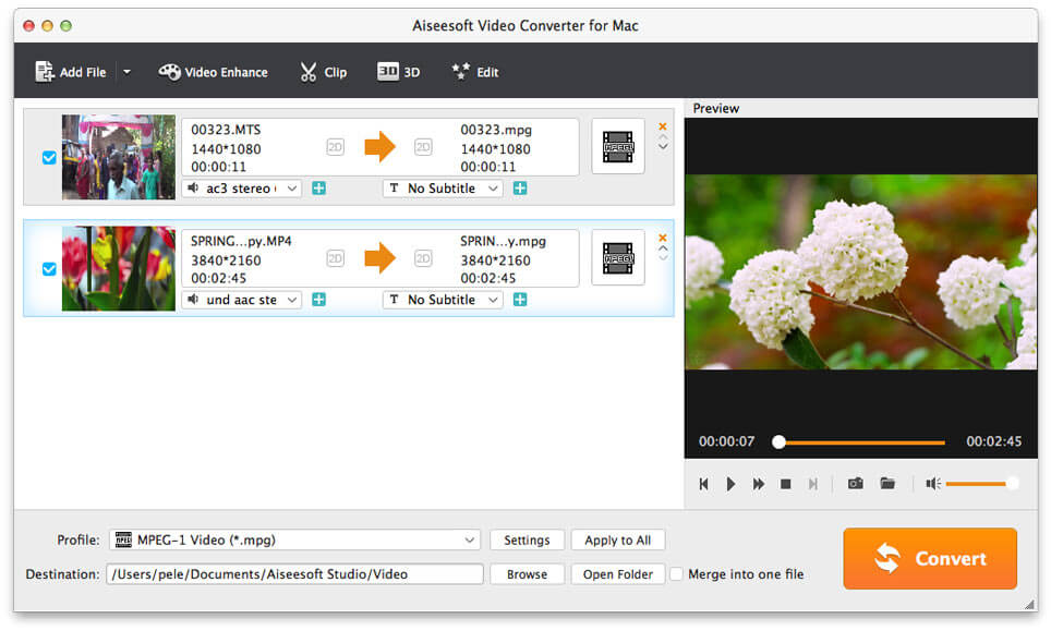 Screenshot of Aiseesoft Video Converter for Mac