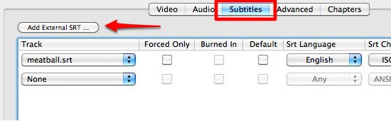 add subtitles with Handbrake