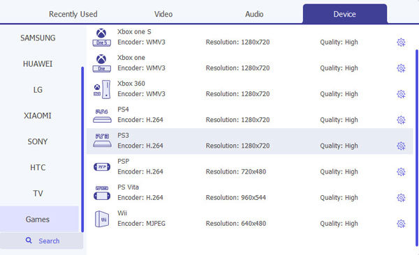 Choose the output format