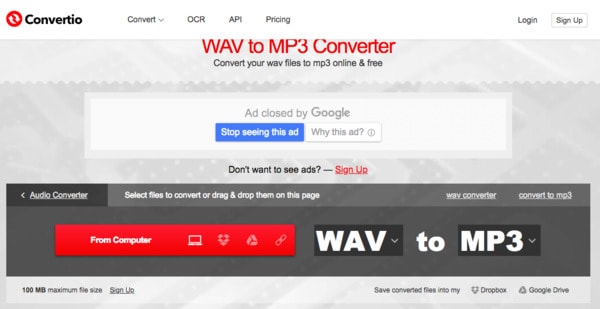 Convertio ile WAV'ı MP3'e dönüştürme