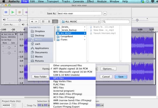 Converteer WMA naar MP3 Audacity