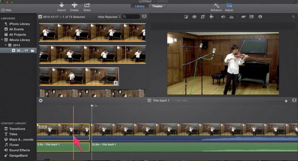 Verwijder audioclip in iMovie