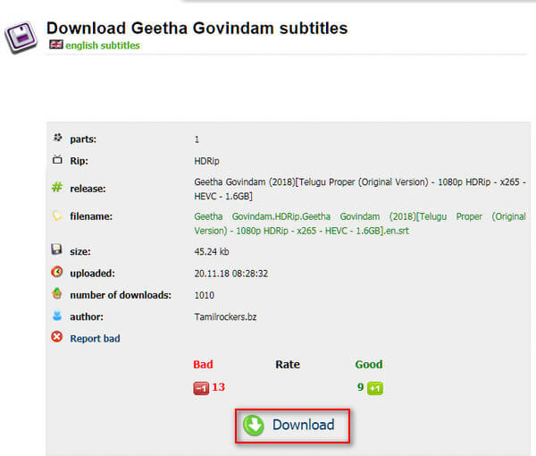 Download ondertitels van films van Moviesubtitles.org