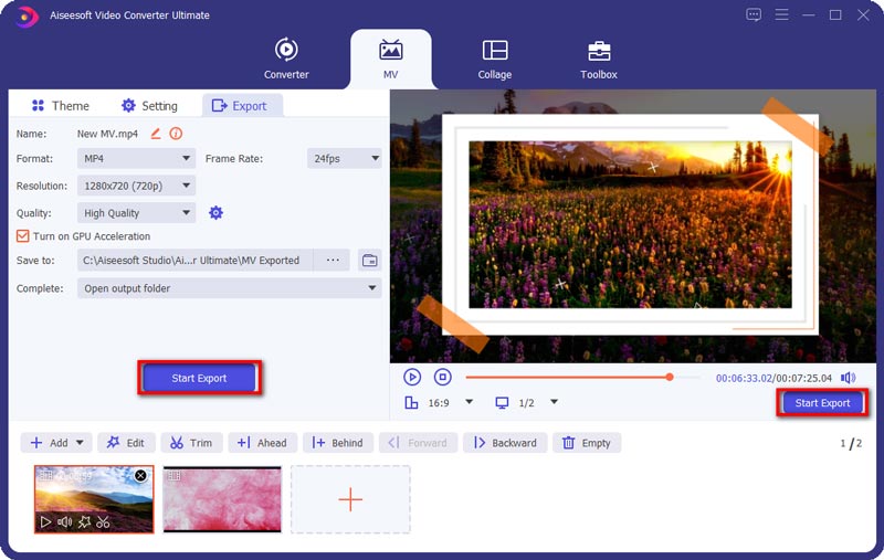 Export Tab