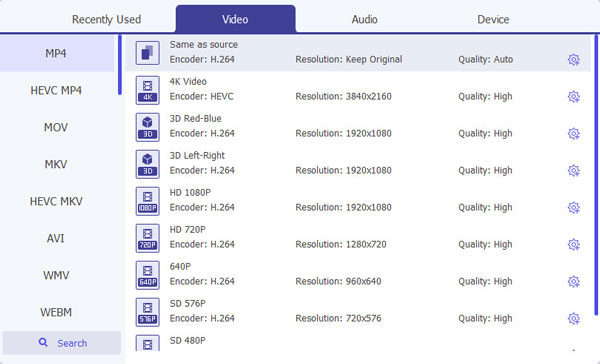 Choose output format