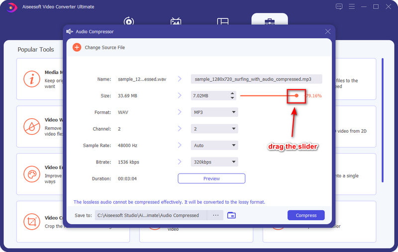 Move Slider to Compress