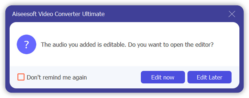 Open Editor To Edit Audio