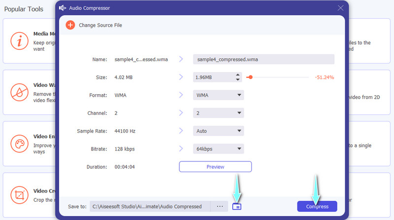 Gecomprimeerde audio opslaan