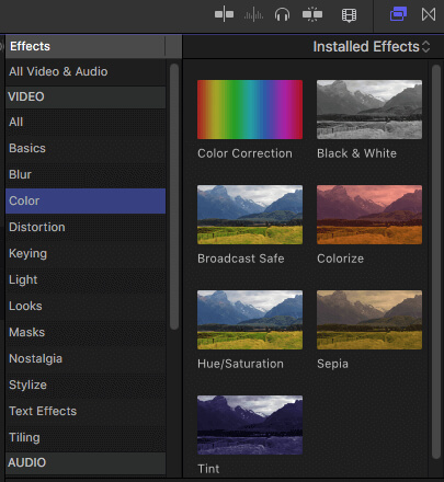 Show Color Board in Effect Browser
