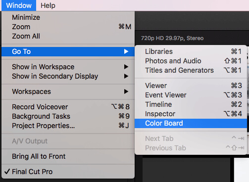 Μεταβείτε στο Color Board στο Final Cut Pro