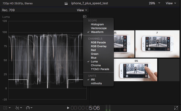 Videoscopes in Final Cut Pro