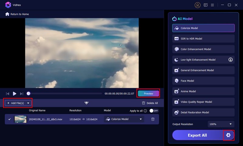 Colorize And Export in Vidhex