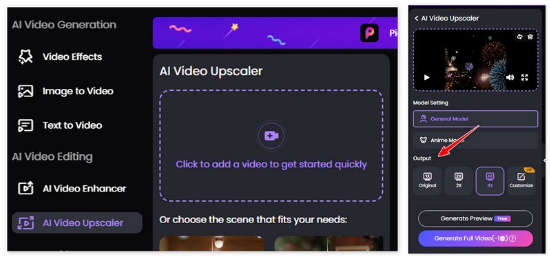 Add Video And Upscale to HD Video in Picwand