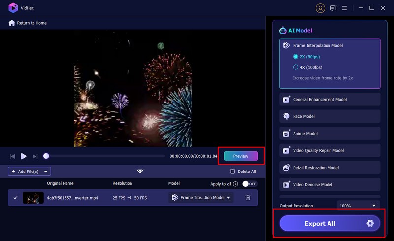 Interpolate Frames in Vidhex